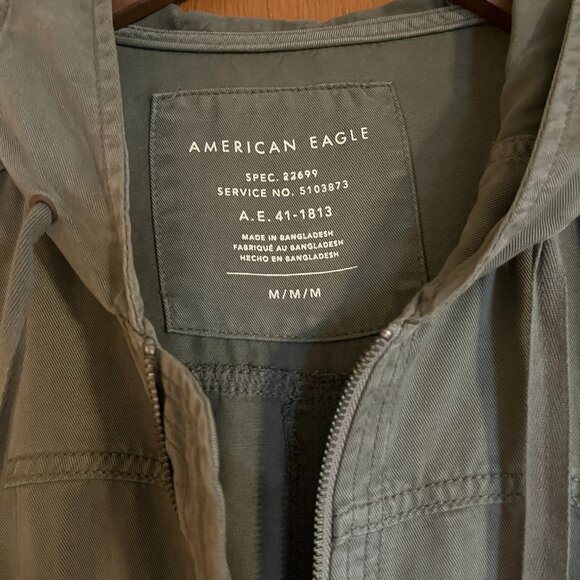 American Eagle Olive Green Utility/Military Hooded Jacket - Size L - Picture 3 of 4